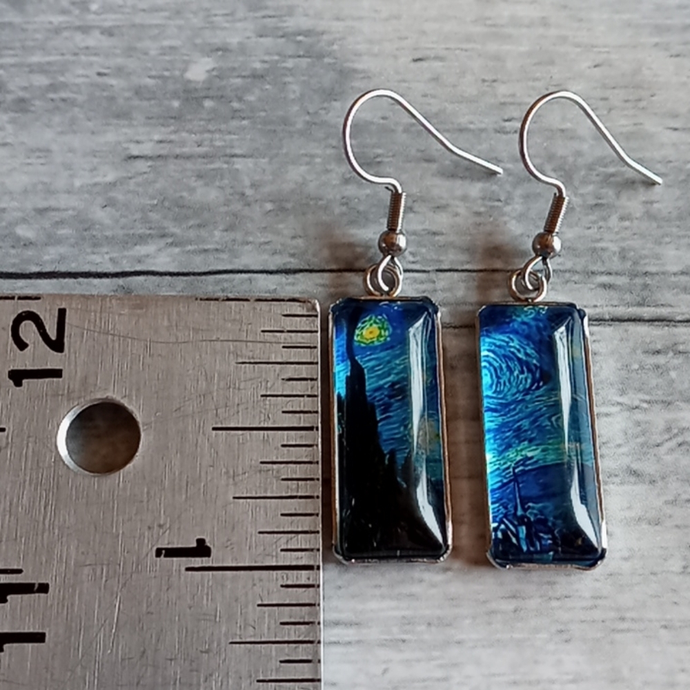 Van Gogh Starry Night Earrings New - Picture 2 of 3